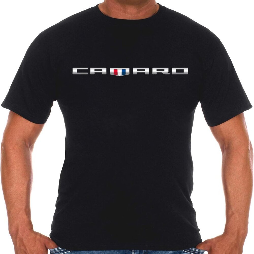 JH Design Men's Chevy Camaro Shirt Shield Logo Short Sleeve Crew Neck T-Shirt
